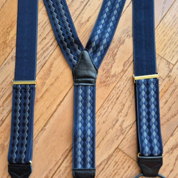 Albert Thurston Blue Diamond Argyle Elastic Suspenders - Picture 8 of 15